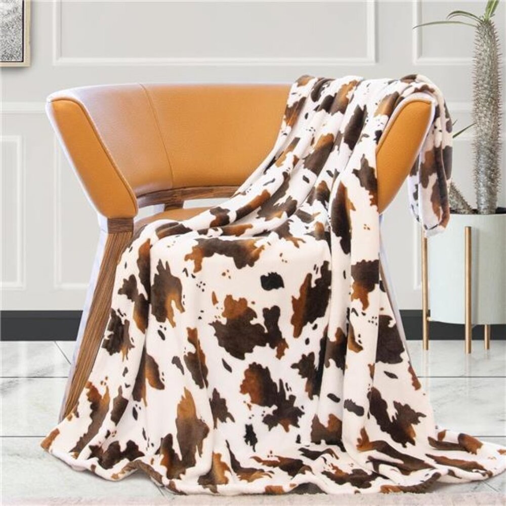 Cow Print Blanket Fleece Flannel Fuzzy Lightweight Travel Blankets Warm Plush